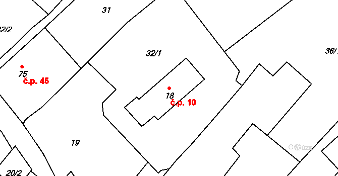 Bystřice 10, Bělá nad Radbuzou na parcele st. 18 v KÚ Bystřice u Bělé nad Radbuzou, Katastrální mapa