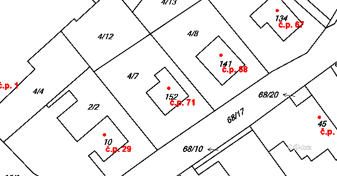 Míčov 71, Míčov-Sušice na parcele st. 152 v KÚ Míčov, Katastrální mapa