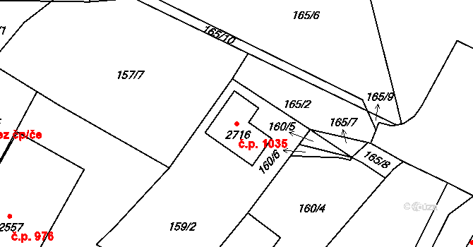 Heřmanův Městec 1035 na parcele st. 2716 v KÚ Heřmanův Městec, Katastrální mapa