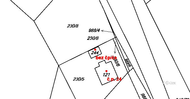 Trutnov 80215114 na parcele st. 244 v KÚ Bojiště u Trutnova, Katastrální mapa