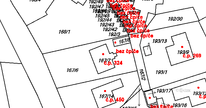 Křemže 324 na parcele st. 167/7 v KÚ Křemže, Katastrální mapa