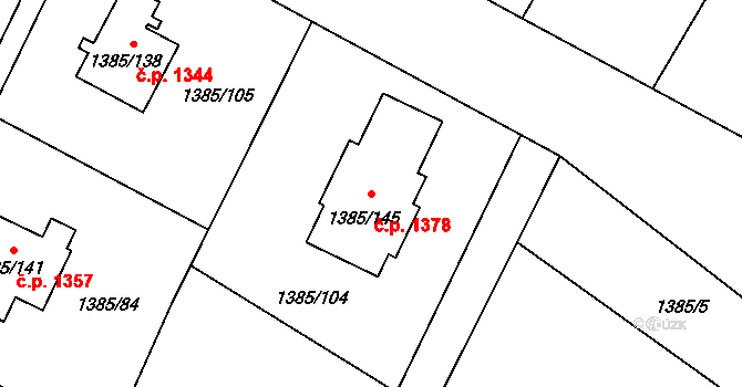Vratimov 1378 na parcele st. 1385/145 v KÚ Vratimov, Katastrální mapa