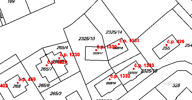 Suchdol 1330, Praha na parcele st. 2325/17 v KÚ Suchdol, Katastrální mapa