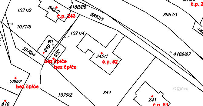 Libouchec 52 na parcele st. 242/1 v KÚ Libouchec, Katastrální mapa