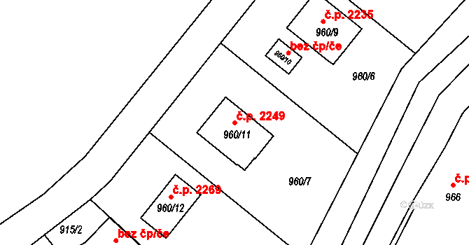 Rychvald 2249 na parcele st. 960/11 v KÚ Rychvald, Katastrální mapa