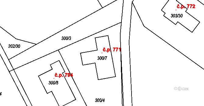 Krmelín 771 na parcele st. 300/7 v KÚ Krmelín, Katastrální mapa