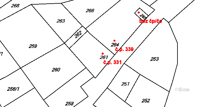 Borkovany 331 na parcele st. 261 v KÚ Borkovany, Katastrální mapa
