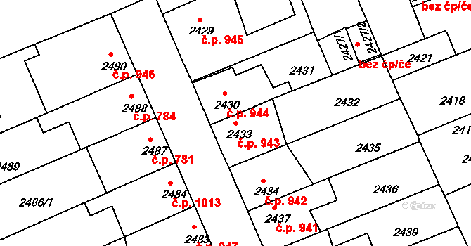 Holešov 943 na parcele st. 2433 v KÚ Holešov, Katastrální mapa