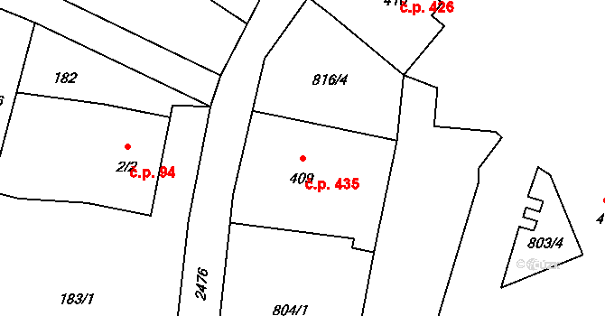 Lučany nad Nisou 435 na parcele st. 409 v KÚ Lučany nad Nisou, Katastrální mapa
