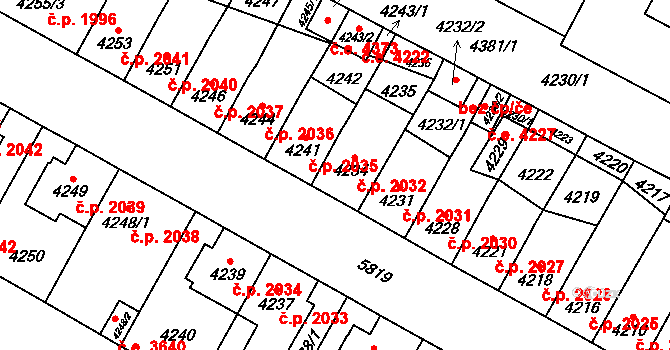 Jihlava 2032 na parcele st. 4234 v KÚ Jihlava, Katastrální mapa