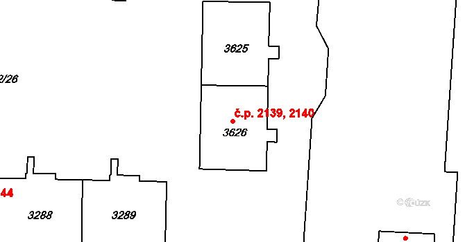 Nymburk 2139,2140 na parcele st. 3626 v KÚ Nymburk, Katastrální mapa