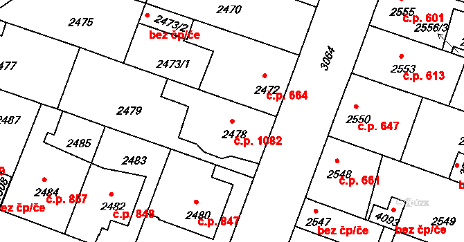 Čelákovice 1082 na parcele st. 2478 v KÚ Čelákovice, Katastrální mapa
