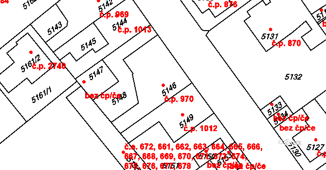 Kročehlavy 970, Kladno na parcele st. 5146 v KÚ Kročehlavy, Katastrální mapa