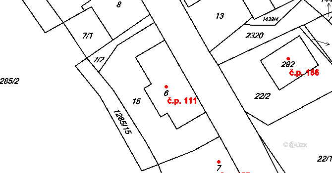 Zálesní Lhota 111, Studenec na parcele st. 6 v KÚ Zálesní Lhota, Katastrální mapa
