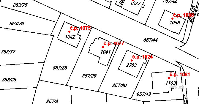 Blansko 1077 na parcele st. 1041 v KÚ Blansko, Katastrální mapa