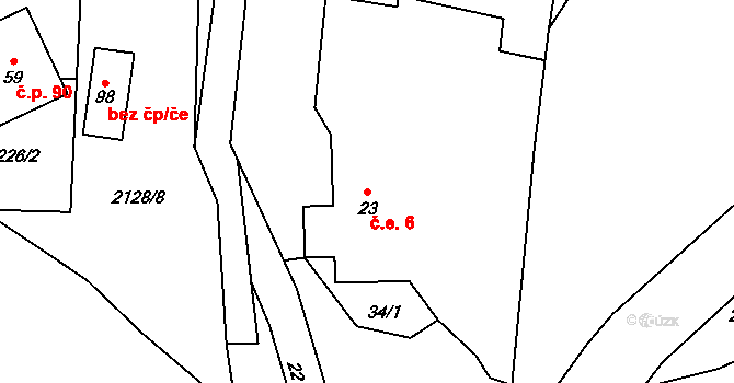 Písařova Vesce 6, Lesná na parcele st. 23 v KÚ Písařova Vesce, Katastrální mapa