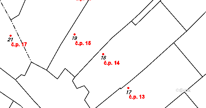 Krakořice 14, Šternberk na parcele st. 18 v KÚ Krakořice, Katastrální mapa