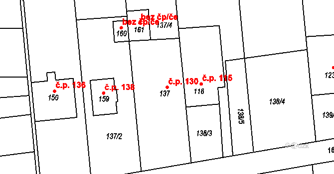 Lípy 130, Slatinice na parcele st. 137 v KÚ Lípy, Katastrální mapa
