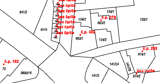 Cvikov I 302, Cvikov na parcele st. 683/1 v KÚ Cvikov, Katastrální mapa