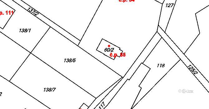Kyškovice 85 na parcele st. 60/2 v KÚ Kyškovice, Katastrální mapa