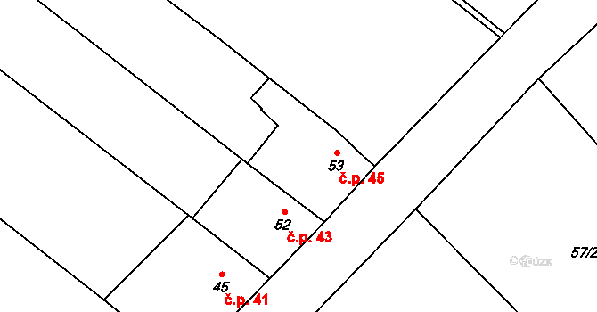 Želechovice 45, Čížkovice na parcele st. 53 v KÚ Želechovice, Katastrální mapa