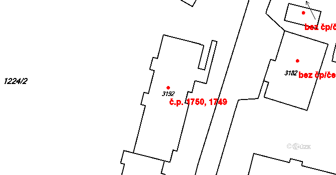Rožnov pod Radhoštěm 1749,1750 na parcele st. 3192 v KÚ Rožnov pod Radhoštěm, Katastrální mapa