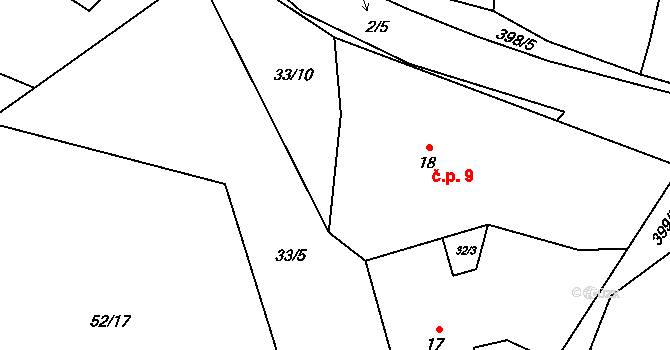Chabrovice 9, Skopytce na parcele st. 18 v KÚ Chabrovice, Katastrální mapa