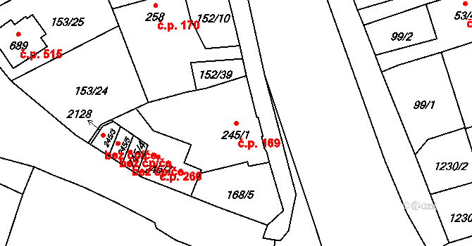 Úšovice 169, Mariánské Lázně na parcele st. 245/1 v KÚ Úšovice, Katastrální mapa