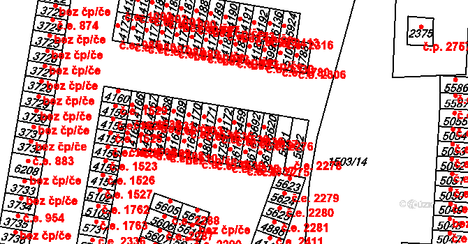 Cheb 2036 na parcele st. 5459 v KÚ Cheb, Katastrální mapa