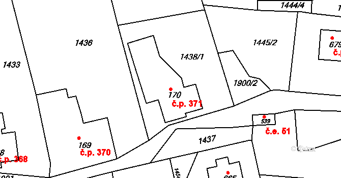 Rumburk 3-Dolní Křečany 371, Rumburk na parcele st. 170 v KÚ Dolní Křečany, Katastrální mapa