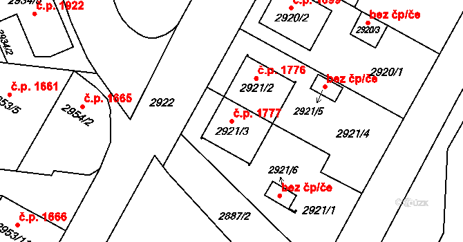 České Budějovice 7 1777, České Budějovice na parcele st. 2921/3 v KÚ České Budějovice 7, Katastrální mapa