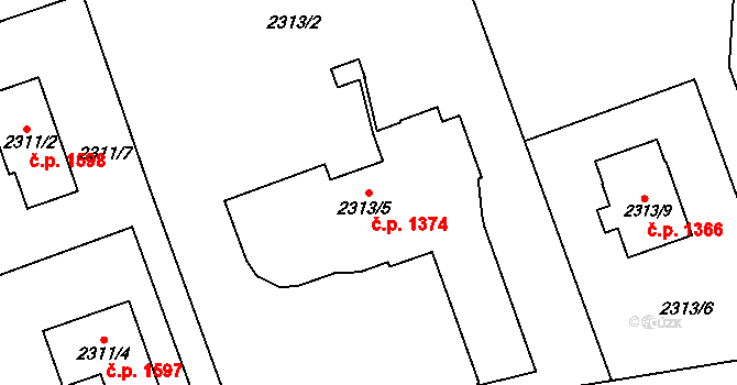 Žamberk 1374 na parcele st. 2313/5 v KÚ Žamberk, Katastrální mapa