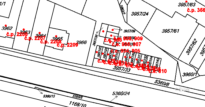 Znojmo 430 na parcele st. 3957/26 v KÚ Znojmo-město, Katastrální mapa
