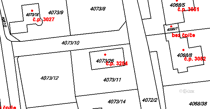 Česká Lípa 3254 na parcele st. 4073/26 v KÚ Česká Lípa, Katastrální mapa