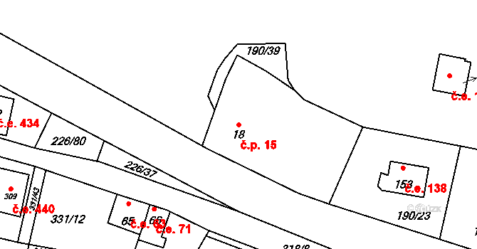 Butov 15, Stříbro na parcele st. 18 v KÚ Butov, Katastrální mapa