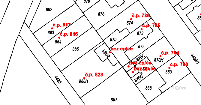 Chotěboř 38694115 na parcele st. 886/2 v KÚ Chotěboř, Katastrální mapa