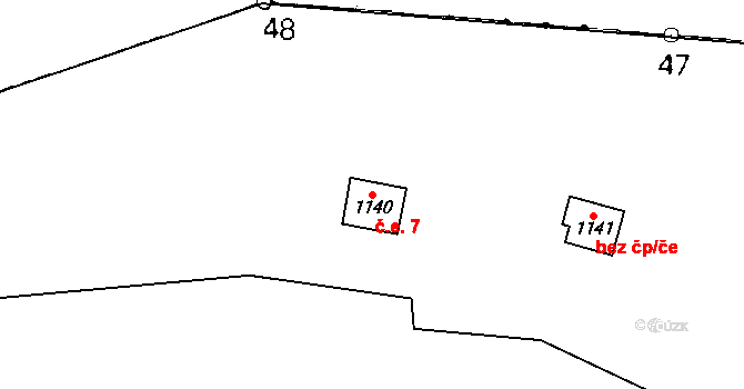 Hrbov 7, Lhenice na parcele st. 1140 v KÚ Hrbov u Lhenic, Katastrální mapa