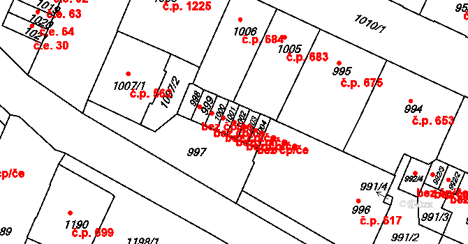 Děčín IV-Podmokly 47, Děčín na parcele st. 1002 v KÚ Podmokly, Katastrální mapa