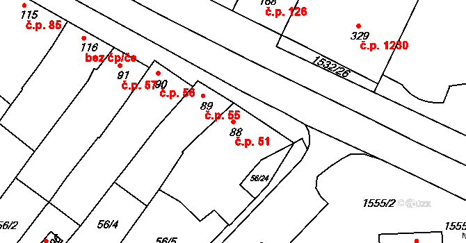 Kvítkovice 51, Otrokovice na parcele st. 88 v KÚ Kvítkovice u Otrokovic, Katastrální mapa