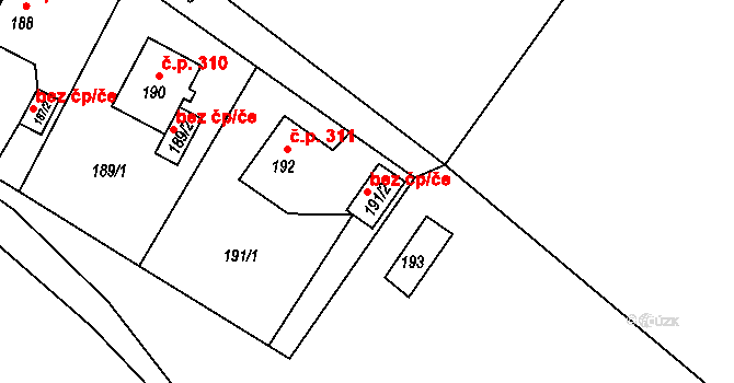 Bohumín 43976115 na parcele st. 191/2 v KÚ Pudlov, Katastrální mapa