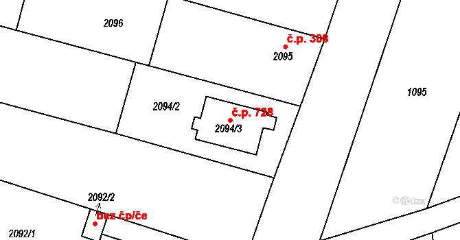 Štěpánkovice 728 na parcele st. 2094/3 v KÚ Štěpánkovice, Katastrální mapa