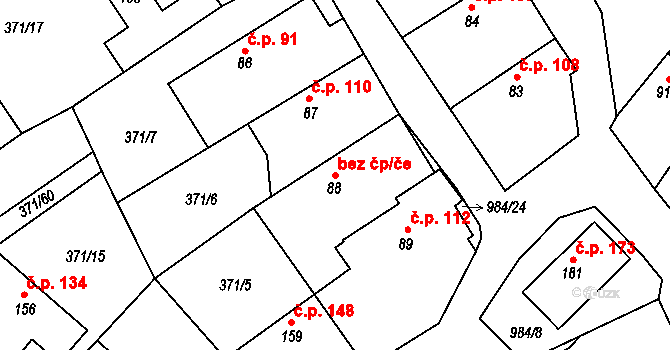 Praskolesy 47054115 na parcele st. 88 v KÚ Praskolesy, Katastrální mapa
