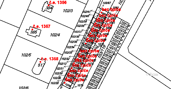 Kamenice 49780115 na parcele st. 1063 v KÚ Ládví, Katastrální mapa