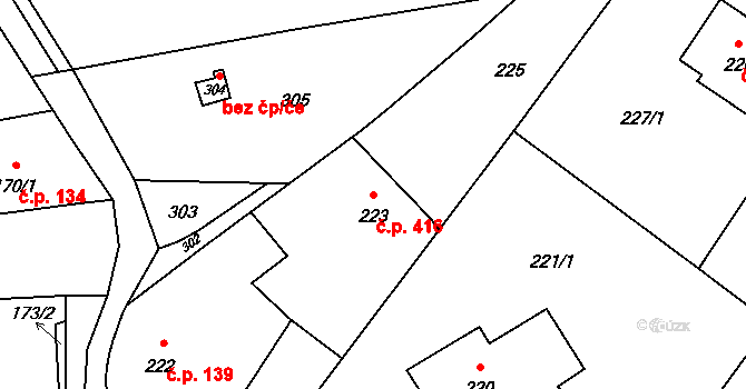 Postřelmov 416 na parcele st. 223 v KÚ Postřelmov, Katastrální mapa
