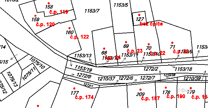 Výrov 24, Husinec na parcele st. 68 v KÚ Výrov u Husince, Katastrální mapa