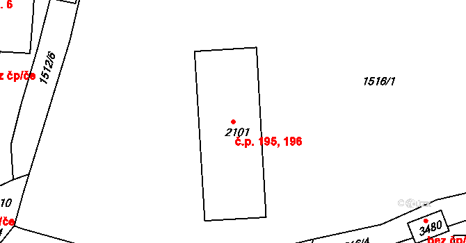 Nádražní Předměstí 195,196, Český Krumlov na parcele st. 2101 v KÚ Český Krumlov, Katastrální mapa
