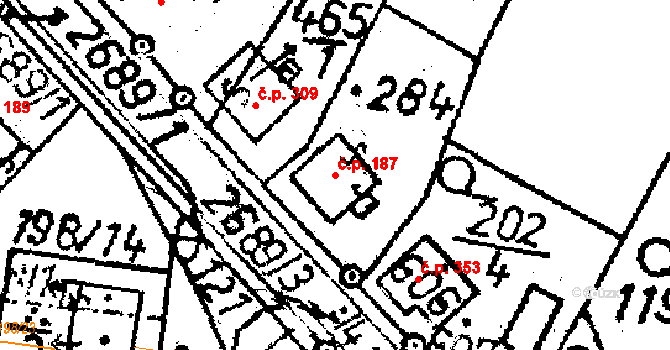 Lukavec 187 na parcele st. 284 v KÚ Lukavec u Pacova, Katastrální mapa