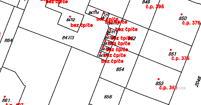 Praha 90650115 na parcele st. 847/7 v KÚ Bubeneč, Katastrální mapa