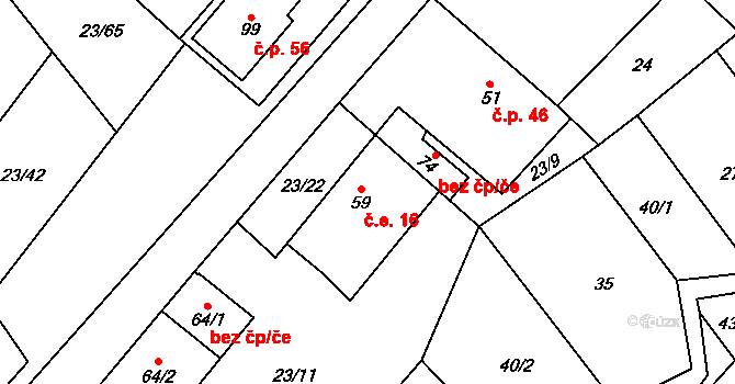 Zahrádka 16, Čížkov na parcele st. 59 v KÚ Zahrádka u Čížkova, Katastrální mapa