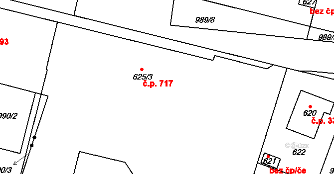 Satalice 717, Praha na parcele st. 625/3 v KÚ Satalice, Katastrální mapa
